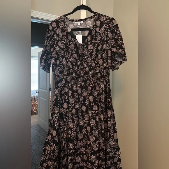 Baltic Born Black and Taupe Floral Dress - Picture 2 of 4